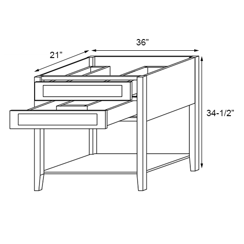 Weston Espresso Shaker Open Shelf Vanity Sink Base - 36"W x 34-1/2"H