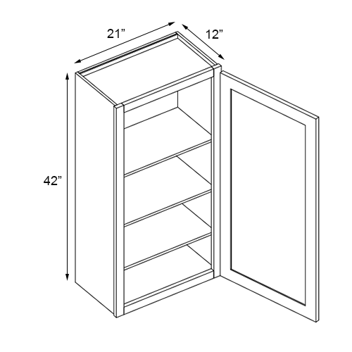 Weston Espresso Shaker Single Door Wall Cabinet - 21"W x 42"H