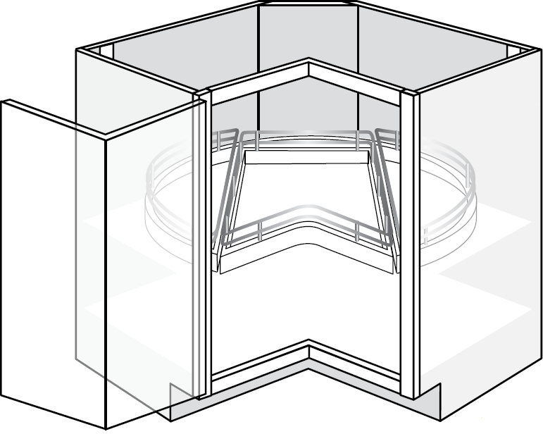 Springfield Slab Single Bi-Fold Door Lazy Susan Cabinet w/ Pullout 36"W