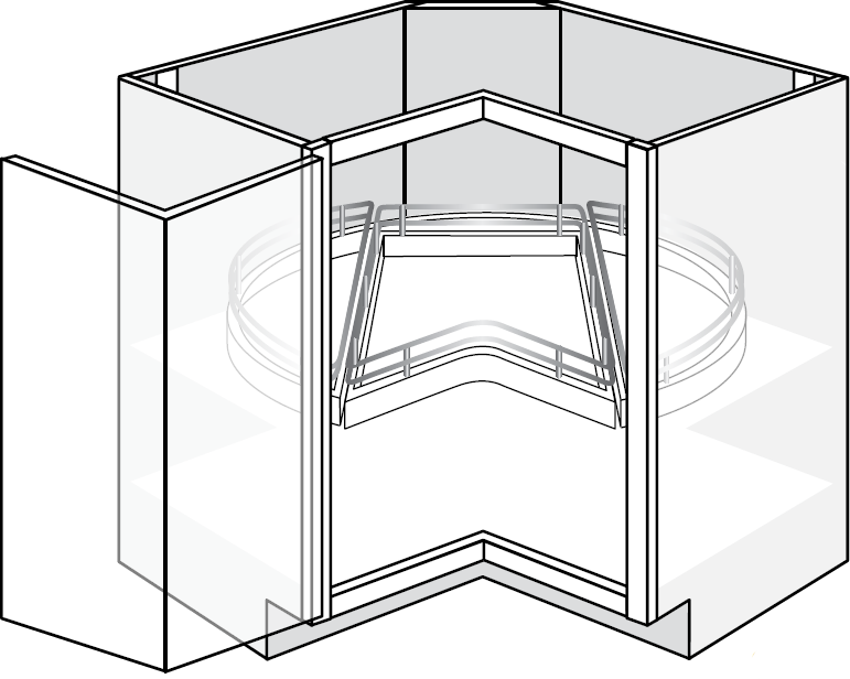 Rustic Shaker Single Bi-Fold Door Lazy Susan Cabinet w/ Pullout 36"W