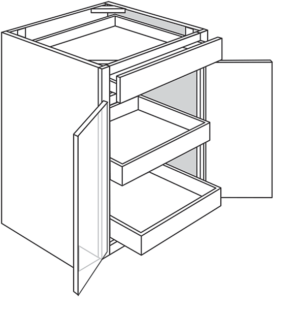 Springfield Shaker Double-Door Base Cabinet w/ 2 Soft-Close Rollout Trays 27"W