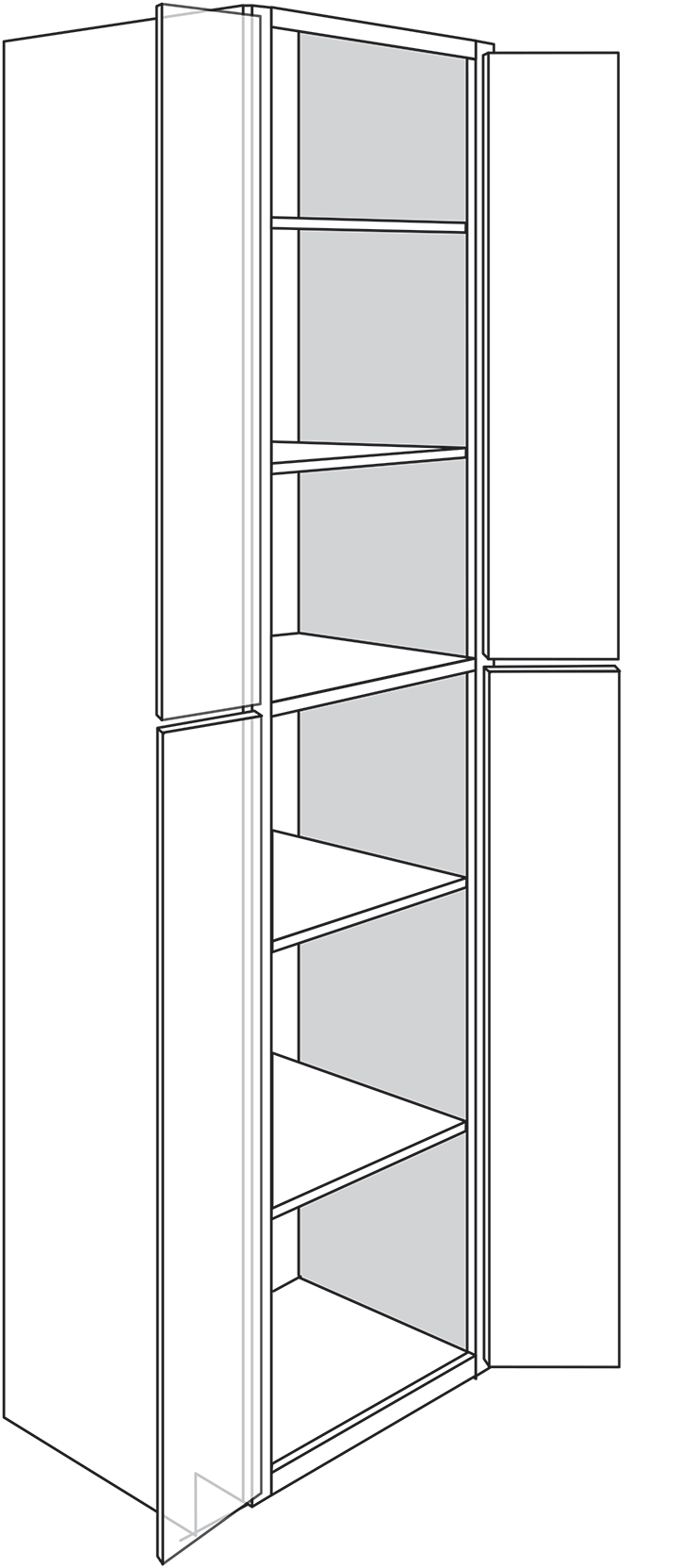 Gladwyne Slab 4-Door Pantry Cabinet 30"W x 96"H