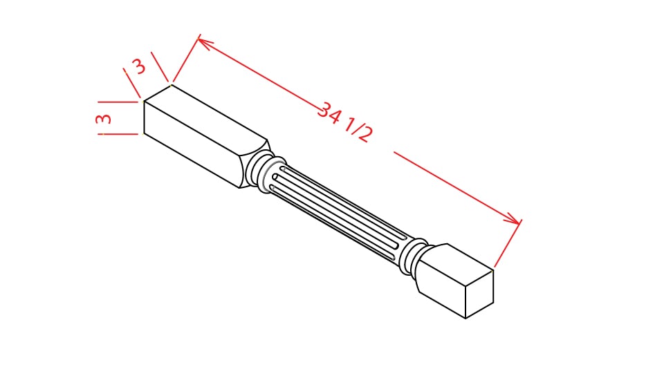 Frosted White Shaker Fluted Decorative Leg - 3"W X 3"D X 34 1/2"H