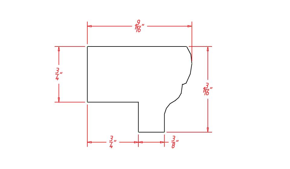 Stone Grey Shaker Light Rail Molding - 96"L X 1-1/2"D X 1-1/8"H