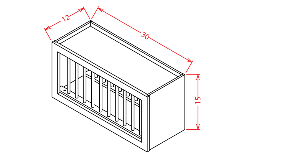 Stone Grey Shaker Wall Plate Rack Cabinet - 30"W X 15"H X 12"D