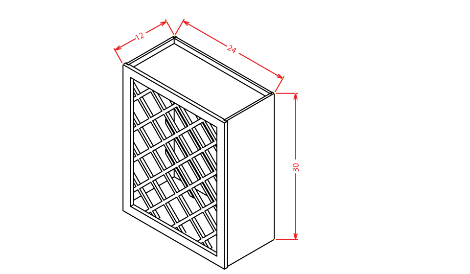 Stone Grey Shaker Wall Wine Rack Cabinet - 24"W X 30"H X 12"D