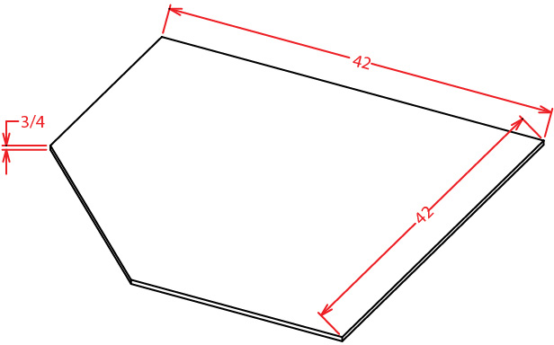 Stone Grey Shaker Corner Sink Base Floor - 42"W X 42"D