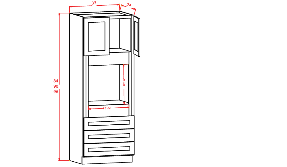 Cinder Shaker Universal Oven Cabinet - 33"W X 96"H X 24"D