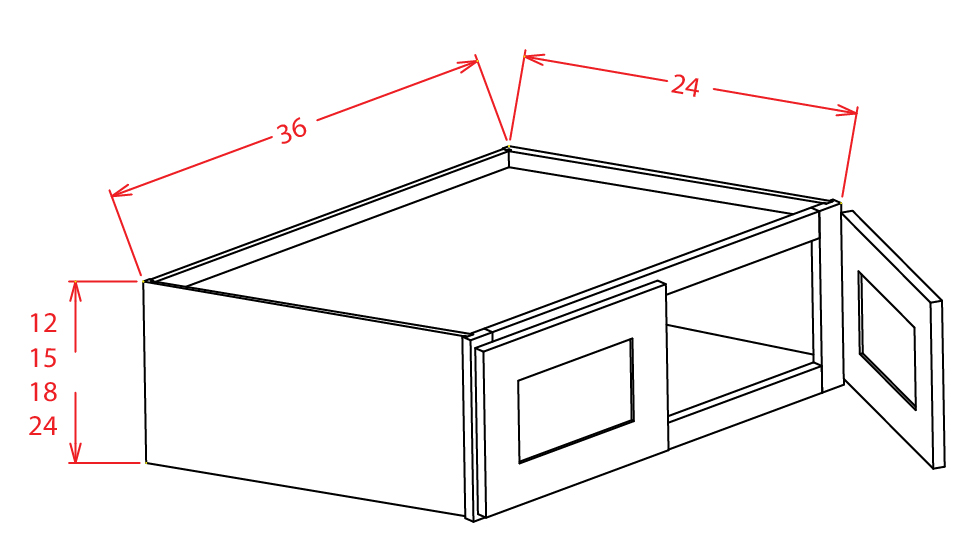 Cinder Shaker Wall Refrigerator Cabinet - 36"W X 15"H X 24"D