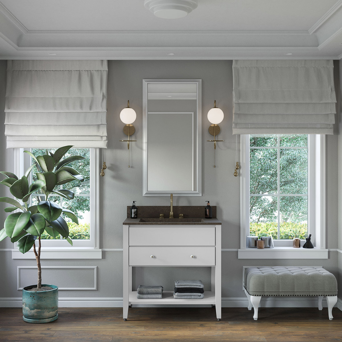 Easton White Slab 36" Vanity #3