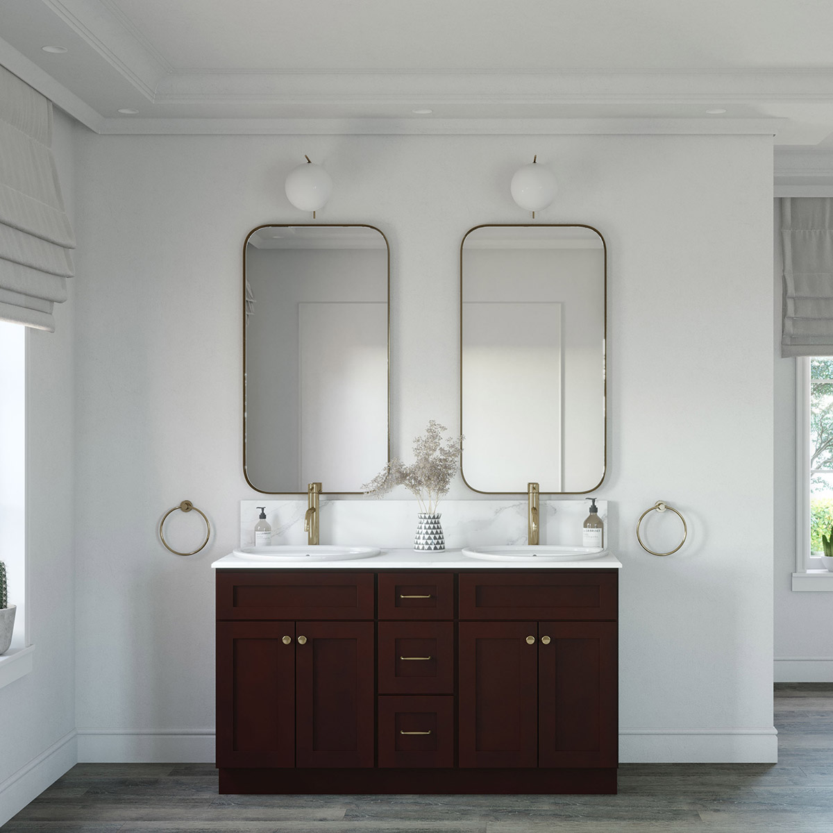 3-Piece Weston Espresso Shaker 60" Vanity Set