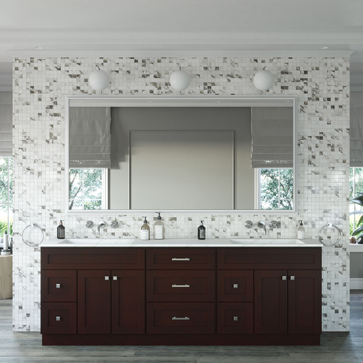 3-Piece Weston Espresso Shaker 96" Vanity Set #3