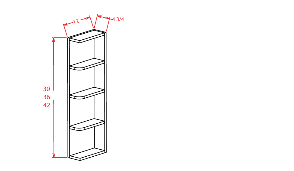 Stone Grey Shaker Wall End Shelf 6"W X 30"H X 12"D