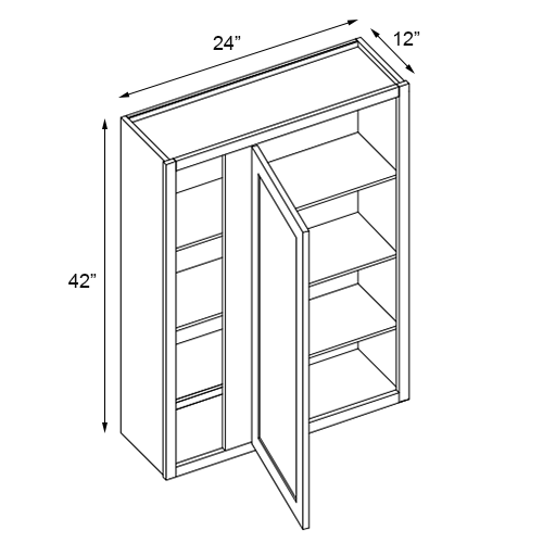 Grizzly Shaker Blind Wall Cabinet - 24" W x 42" H