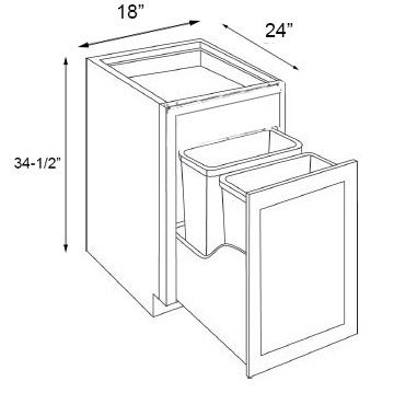 Grizzly Shaker Trash Can Base w/ Full Height Door - 18" W (2 cans)