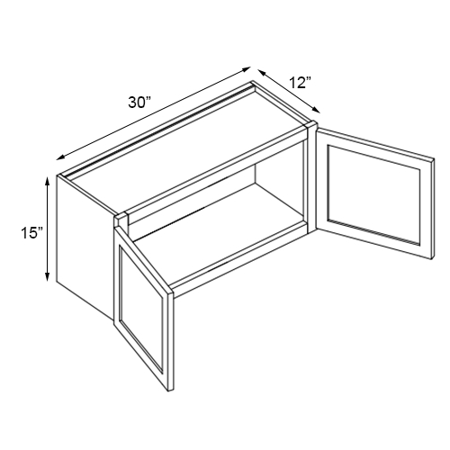 Grizzly Shaker Double Door Wall Cabinet - 30" W x 15" H