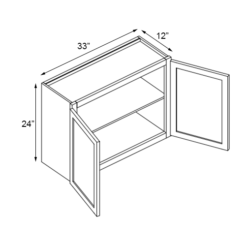 Grizzly Shaker Double Door Wall Cabinet - 33" W x 24" H
