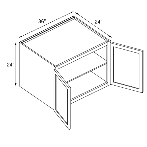 Grizzly Shaker Deep Wall Cabinet - 36" W x 24" H x 24" D