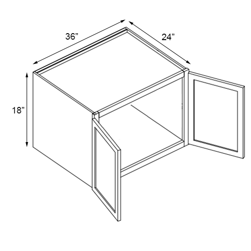 Primary Grey Shaker Deep Wall Cabinet - 36" W x 18" H x 24" D