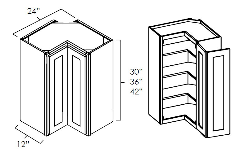 Elegant White Shaker 24"W x 30"H Wall Easy Reach Cabinet