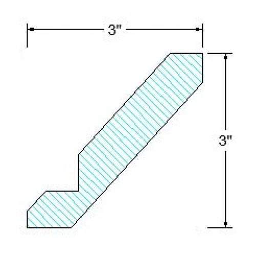 Navy Blue Shaker Crown Molding - 3"W x 3"D x 96"L