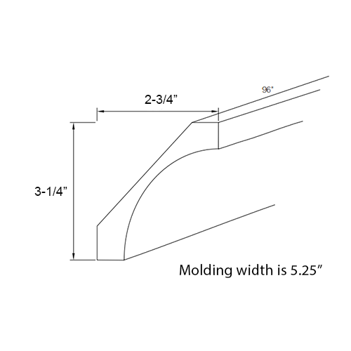Weston Sand Shaker Cove Crown Molding - 96"W x 3-1/4"H
