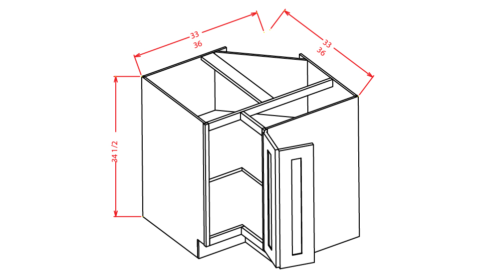 Timber Mist Lazy Susan Cabinet - 33"W X 34-1/2"H
