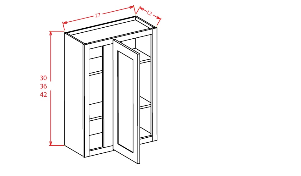 Timber Mist Wall Blind Corner Cabinet - 27"W X 42"H X 12"D