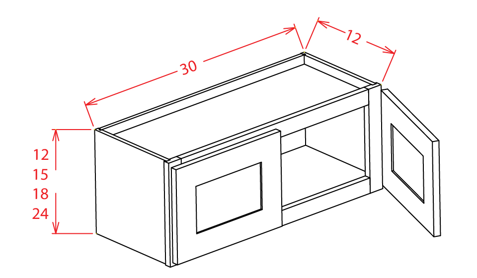 Timber Mist Wall Cabinet - 30"W X 15"H X 12"D