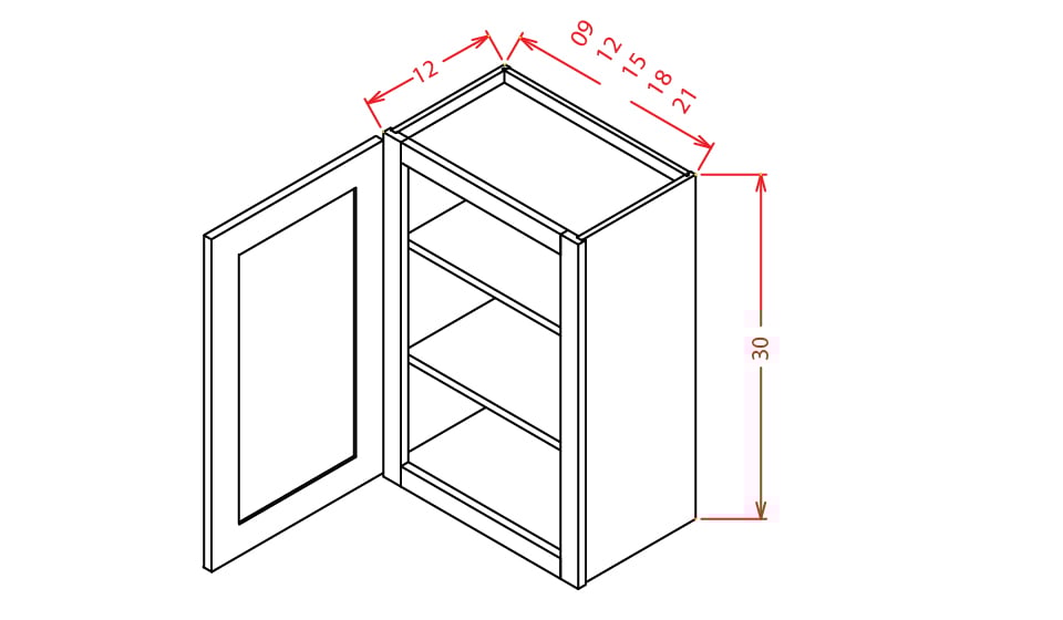 Timber Mist Wall Cabinet - 9"W X 30"H X 12"D