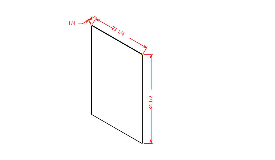 Natural Shaker Base Skin Panel - 1/4"D X 34 1/4"W X 23 1/2"H