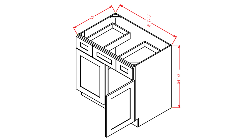Natural Shaker Vanity Sink Combo Base Cabinet - 36"W X 21"D X 34-1/2"H