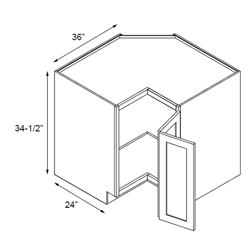 Florence Honey Shaker Easy Reach Base Cabinet - 36" W x 36" D