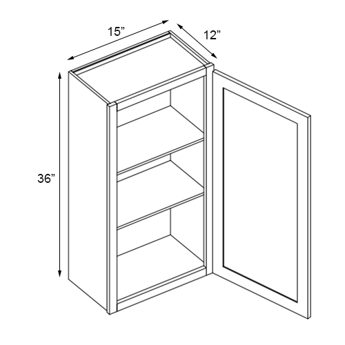 Florence Honey Shaker Single Door Wall Cabinet - 15" W x 36" H