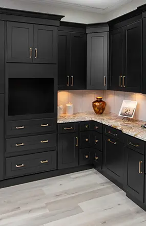 deep black shaker cabinets