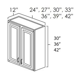 Onyx Black Shaker 24" x 42" Double Door Wall Cabinet