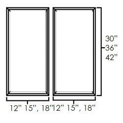 Onyx Black Shaker 30" x 30" Double Plain Glass Doors
