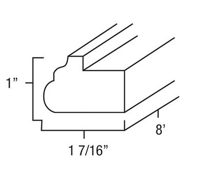 Onyx Black Shaker 96" x 1" Light Rail Moulding
