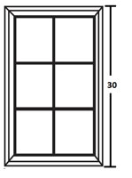 Onyx Black Shaker 30" Single Glass Diagonal Mullion Door