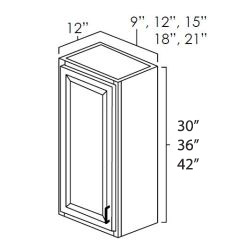 Onyx Black Shaker 15" x 30" Single Door Wall Cabinet