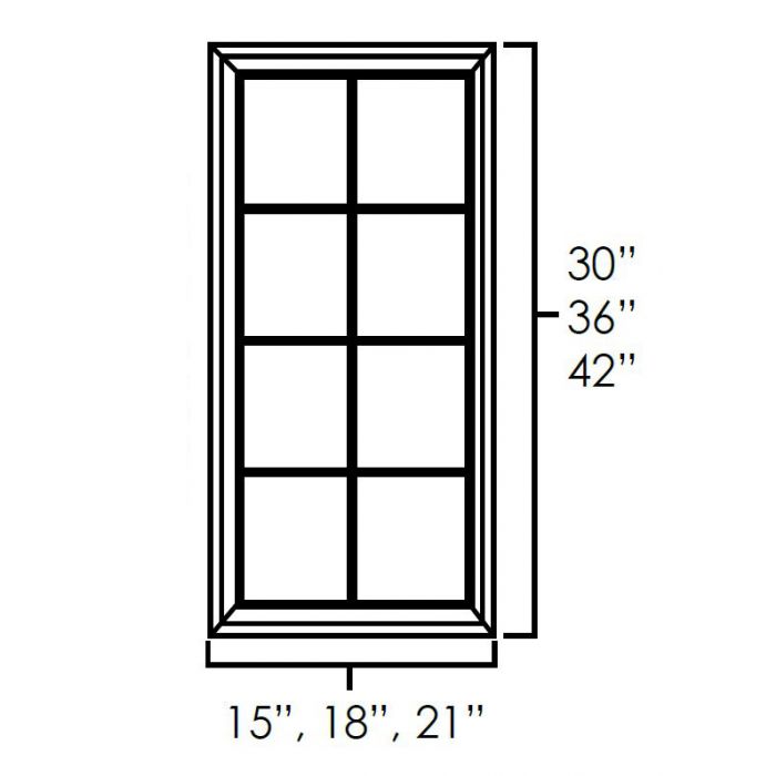 Onyx Black Shaker 21" x 42" Single Glass Mullion Doors