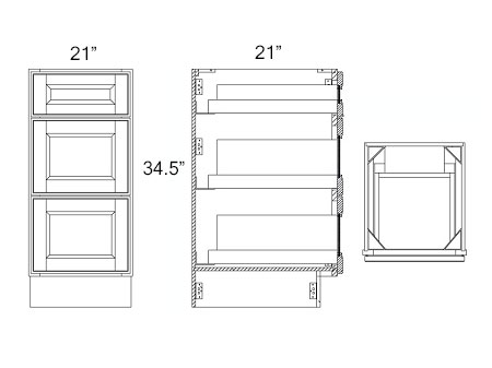 Sage Green Shaker 21" x 21" Vanity Drawer Base Cabinets