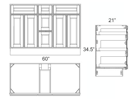 Sage Green Shaker 60" x 21" Double Sink Vanity Cabinets