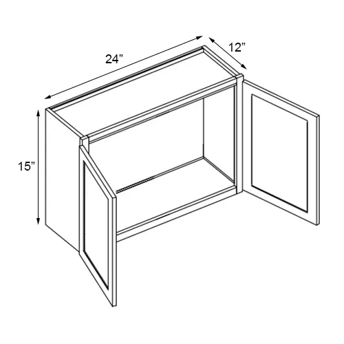Slim White Shaker Double Door Wall Cabinet - 24" W x 15" H