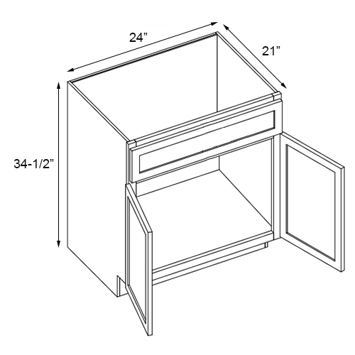 Slim White Shaker Double Door Vanity - 24" W