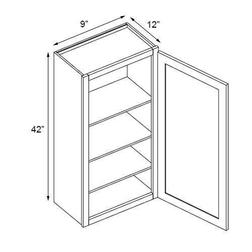 Slim White Oak Single Door Wall Cabinet - 9" W x 42" H