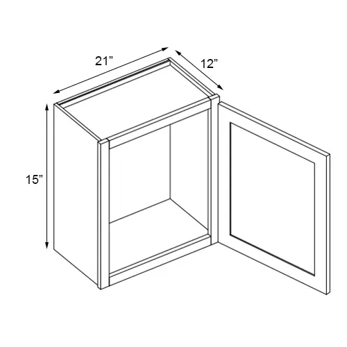 Slim White Oak Single Door Wall Cabinet - 21" W x 15" H