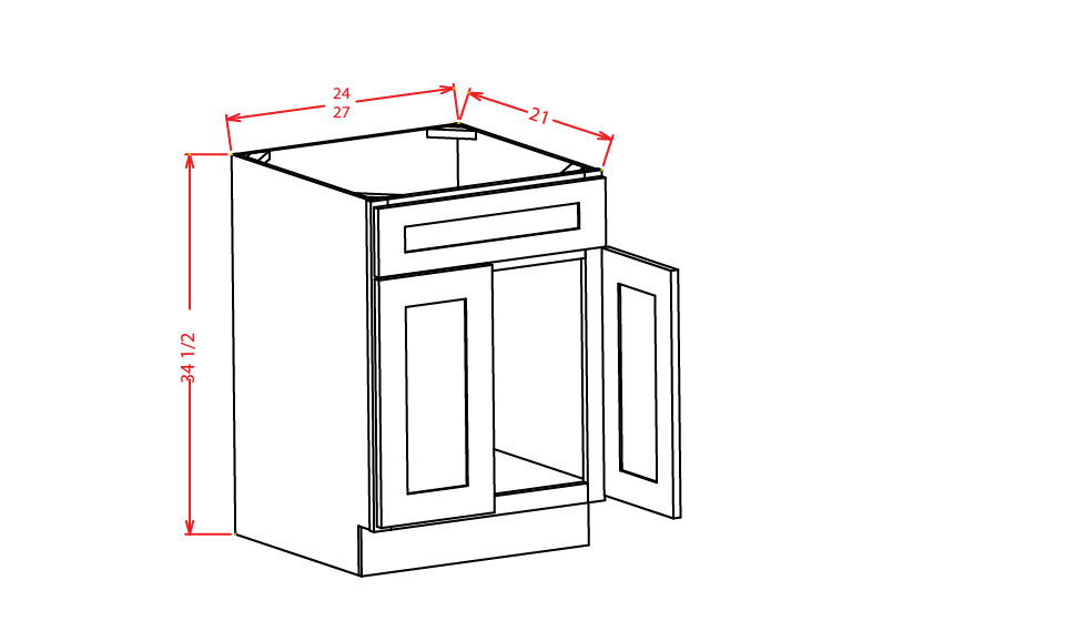 Timber Green Vanity Sink Base Cabinet - 27"W X 21"D X 34-1/2"H