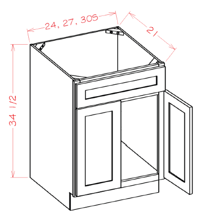Timber White Double Door Vanity Sink Base - 30"