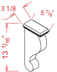Timber White Corbel - 3"W X 12-3/4"H X 6"D